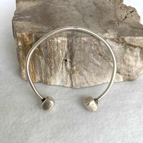 Sterling Silver 925 Modernist Style Square Capped Charm Cuff Bracelet Size 7" - Picture 11 of 16
